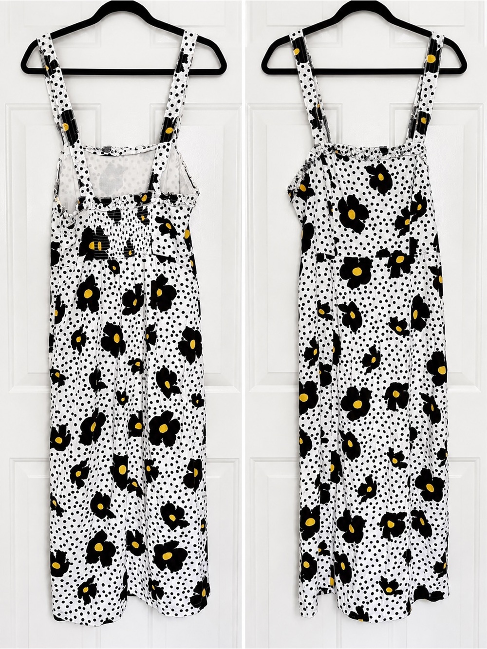 Urban outfitters Dress with Black Floral Print and Yellow Centers